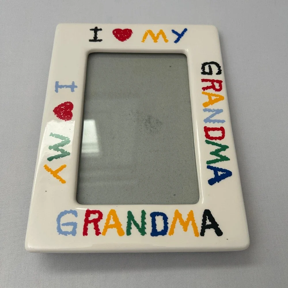 I Love My Grandma Picture Frame 4x6 White Ceramic‎ Vintage Malden